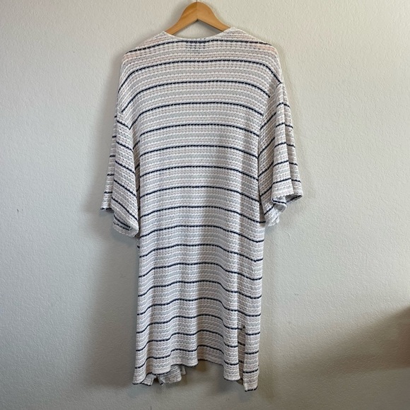 Lane Bryant Longline White Pink Blue Open Front Cardigan Kimono Size 14/16 - Picture 5 of 9